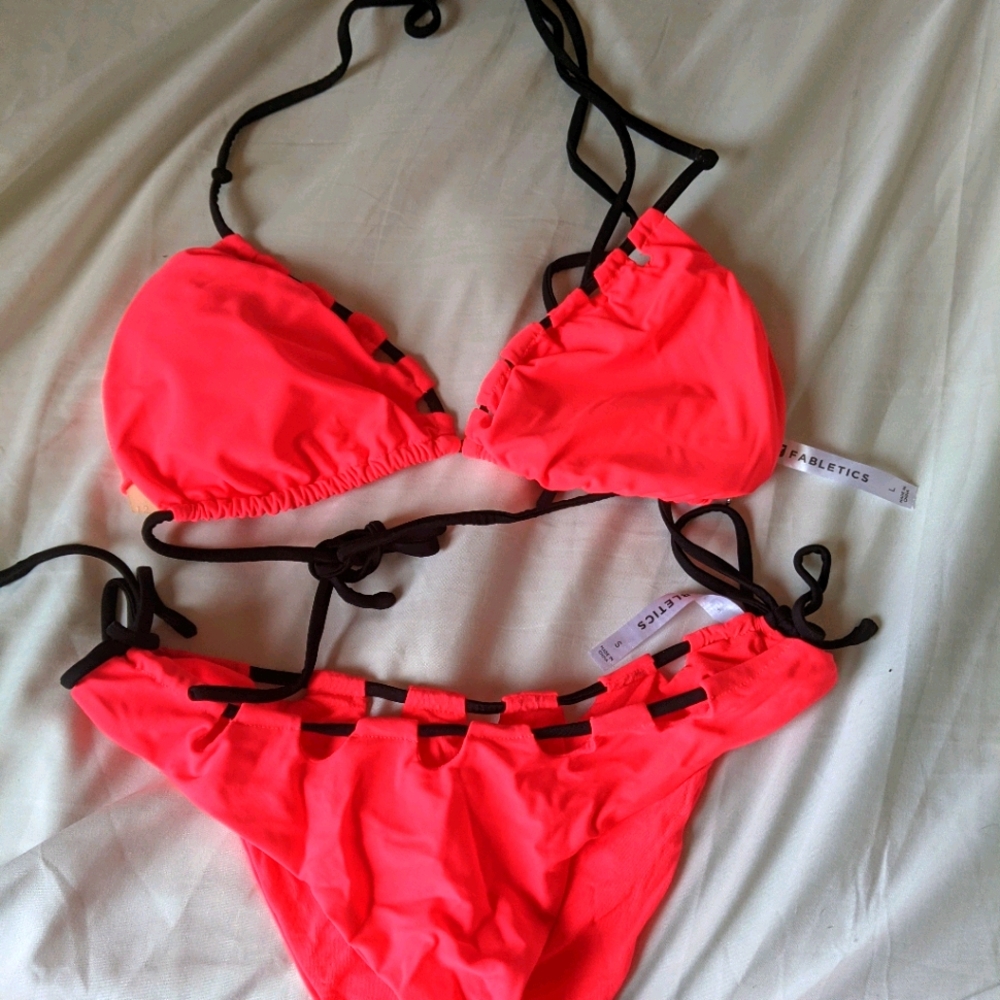 Fabletics  Bright Pink adjustable string bikini